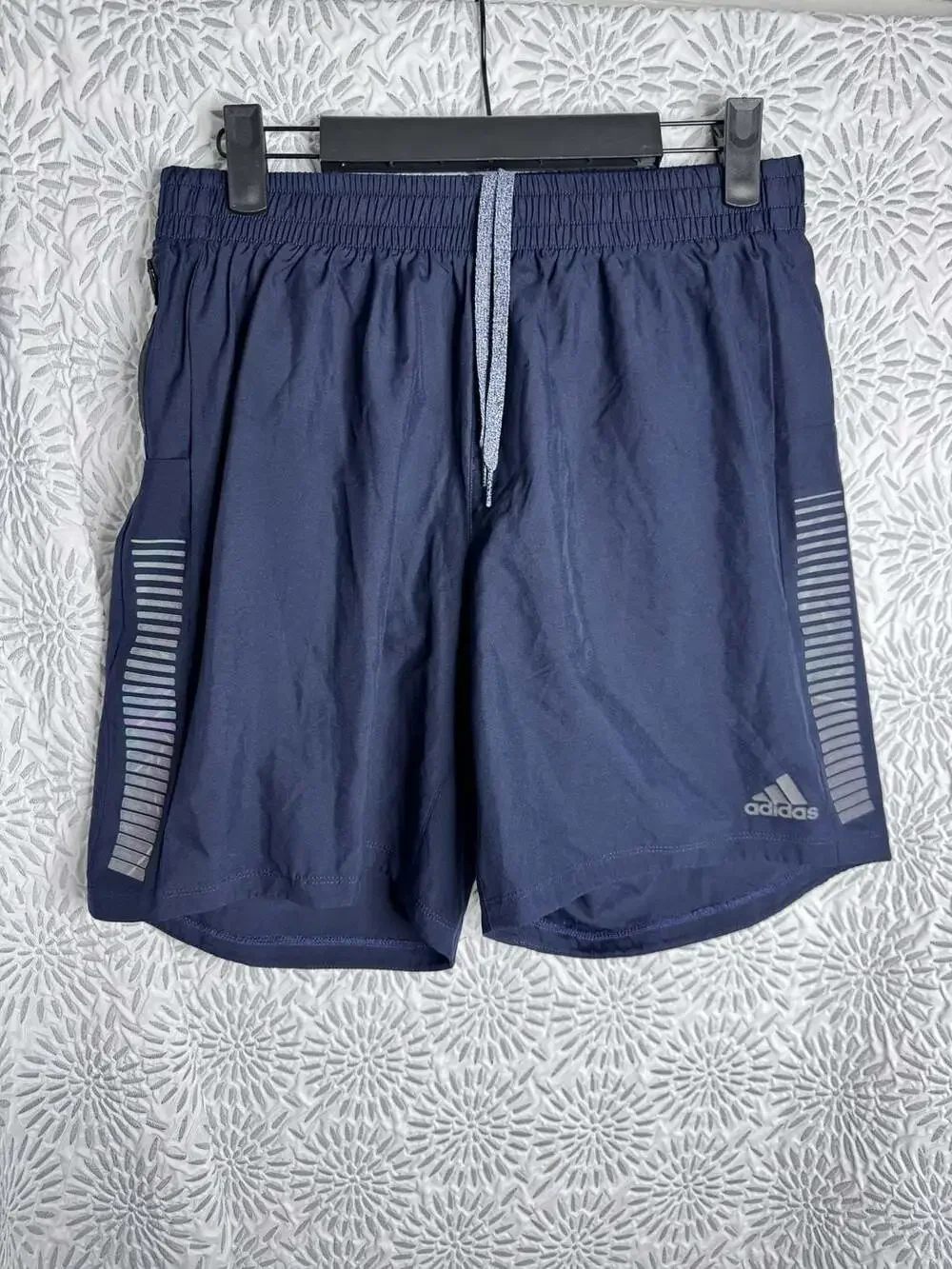 Adidas Men's Running Shorts Navy Blue Medium Iridescent